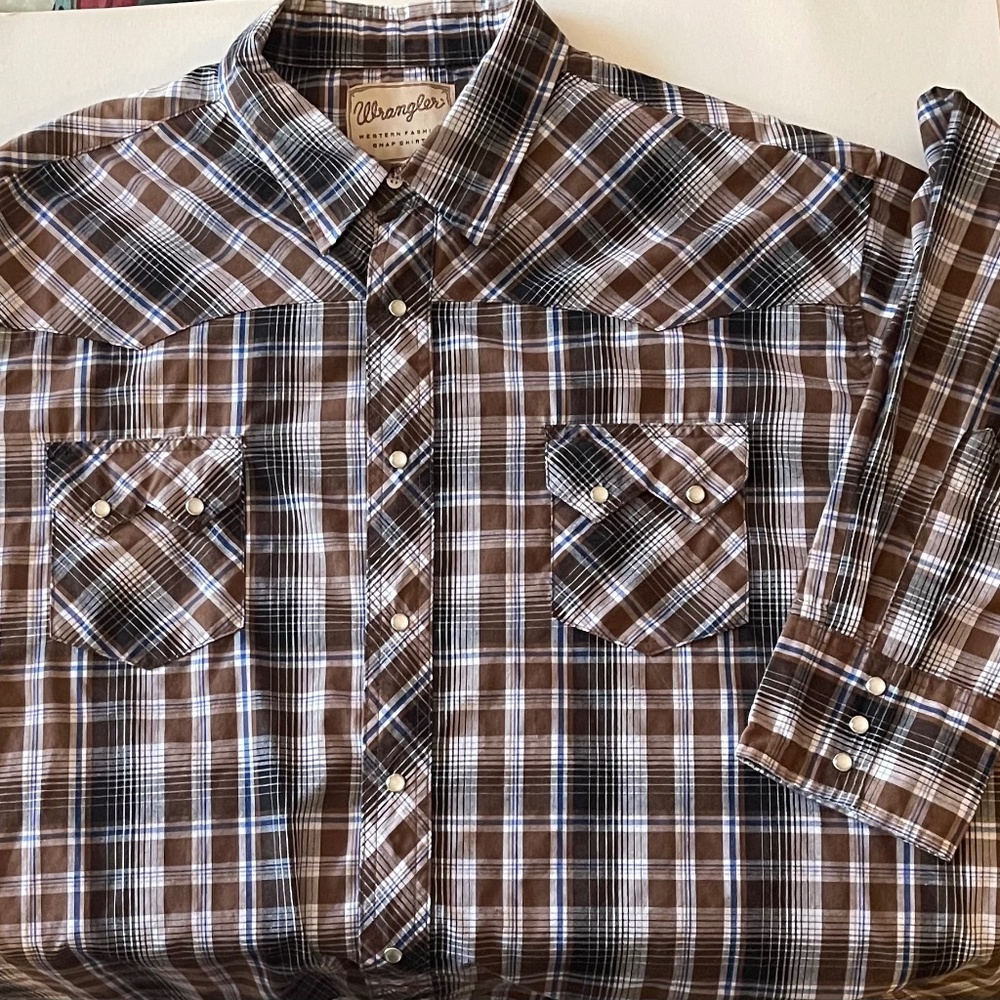 Wrangler Western Shirt Men's 3XL LS  Plaid Pearl Snap Sawtooth Cowboy Rodeo